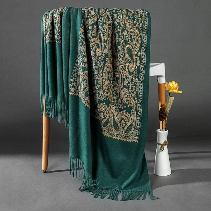 Модные дикие Стразы вышитый шарф кешью шаль Осень и зима толстый искусственный