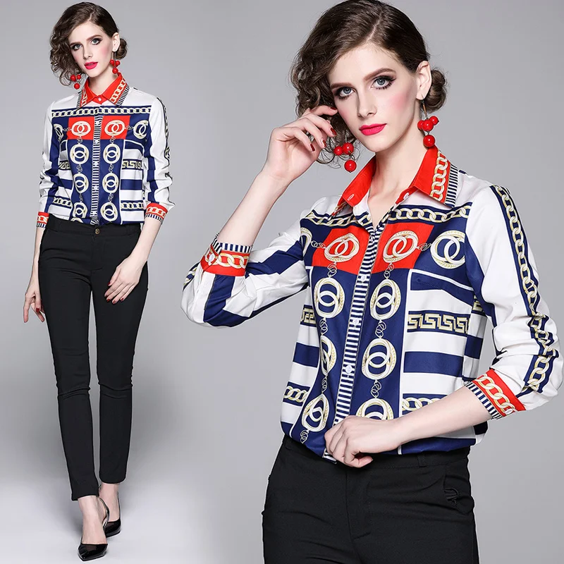 Женская модельная рубашка с длинным рукавом дизайнерская Блузка высокого