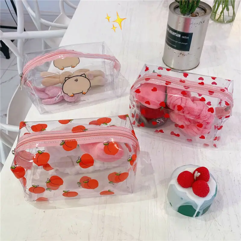 

Waterproof Transparent Cosmetic Cute Bags Storage Pouch Makeup Organizer Approved Clear Case Toiletry Bag PVC Zipper Travel