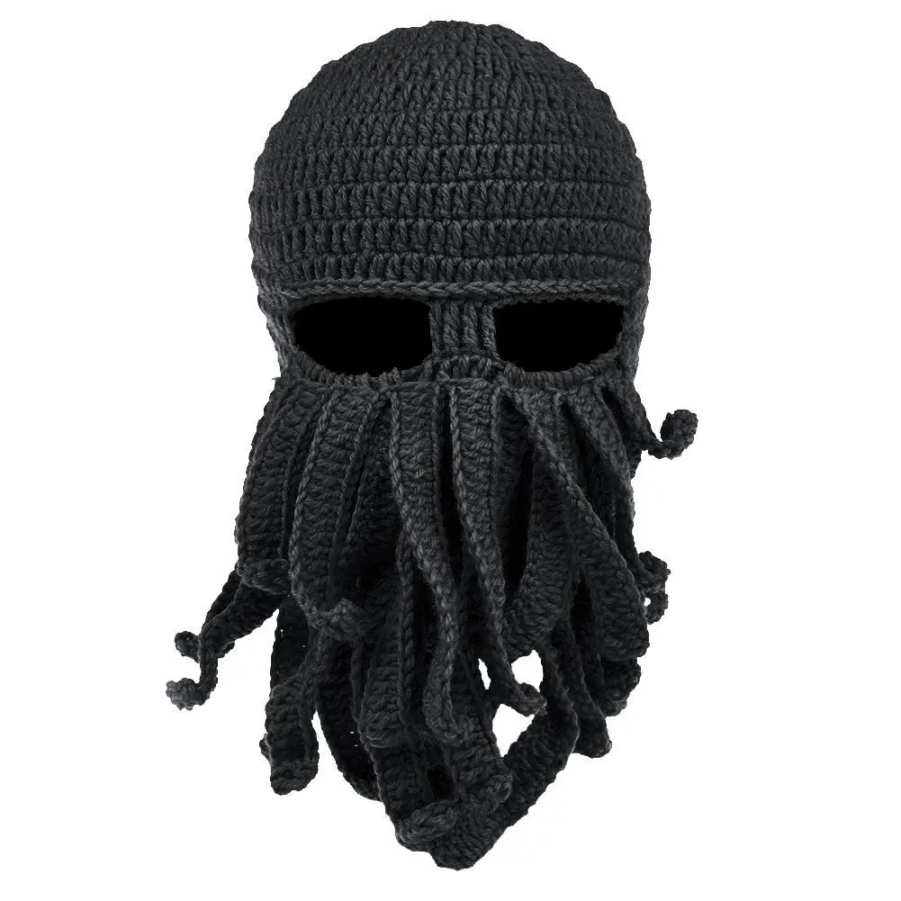 Смешные щупальца Осьминог Beanie вязанная вязаная шапка для бороды ветрозащитная Лыжная вязаная шапка с маской для мужчин и женщин