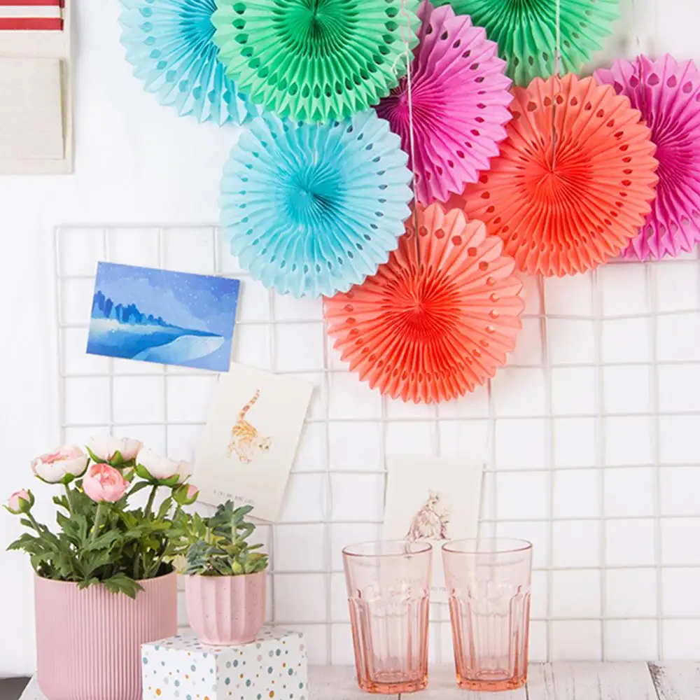 5 шт 20 см папиросная бумага вырезные бумажные веера Pinwheels Висячие цветочные бумажные поделки для душа Свадьба Вечеринка День рождения фестиваль