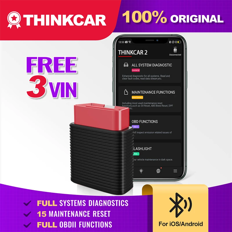 THINKCAR 2 Профессиональный OBD2 Bluetooth для iOS Android автомобильный сканер OBD Автомобильный