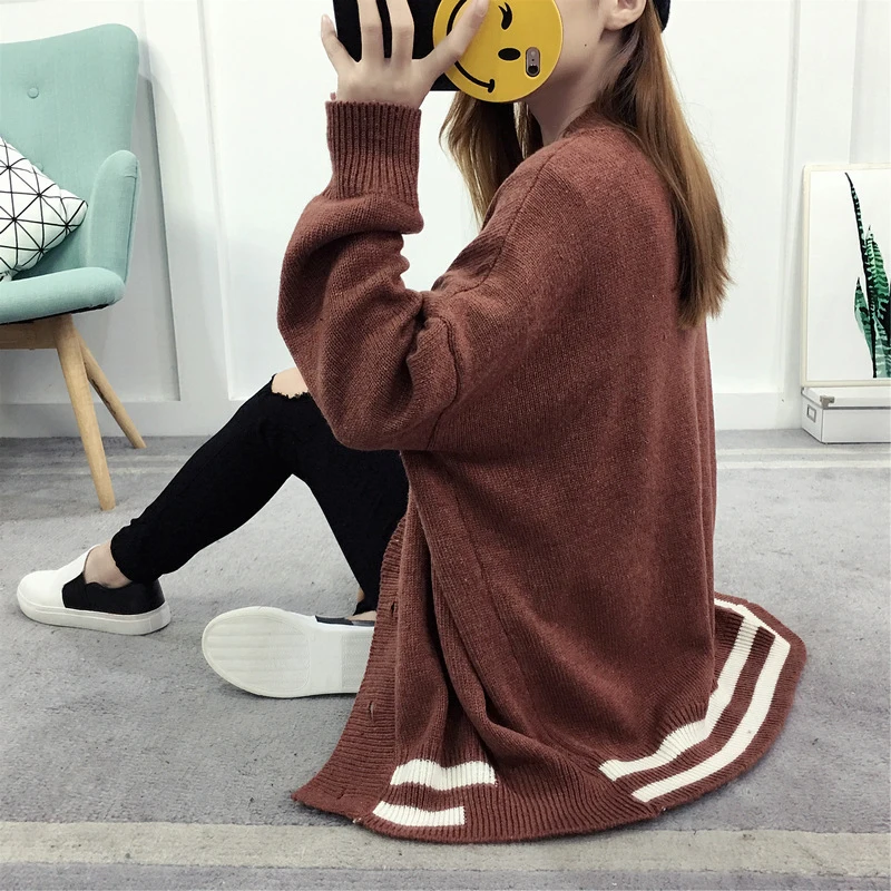 Коричневый 2019Autumn Winter Batwing long Sleeve Knitwear Cardigan Women smooth Knitted Sweater pocket design Cardigan Female Jumper Coat - Цвет: Коричневый