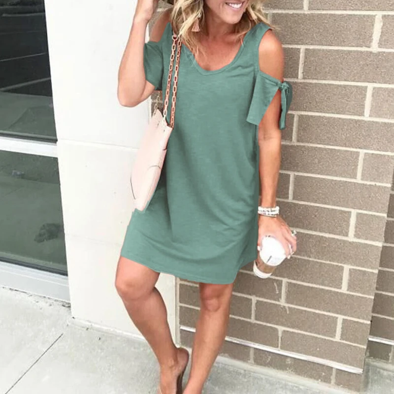 Модные сексуальные платья с открытыми плечами женское летнее Мини-Платье