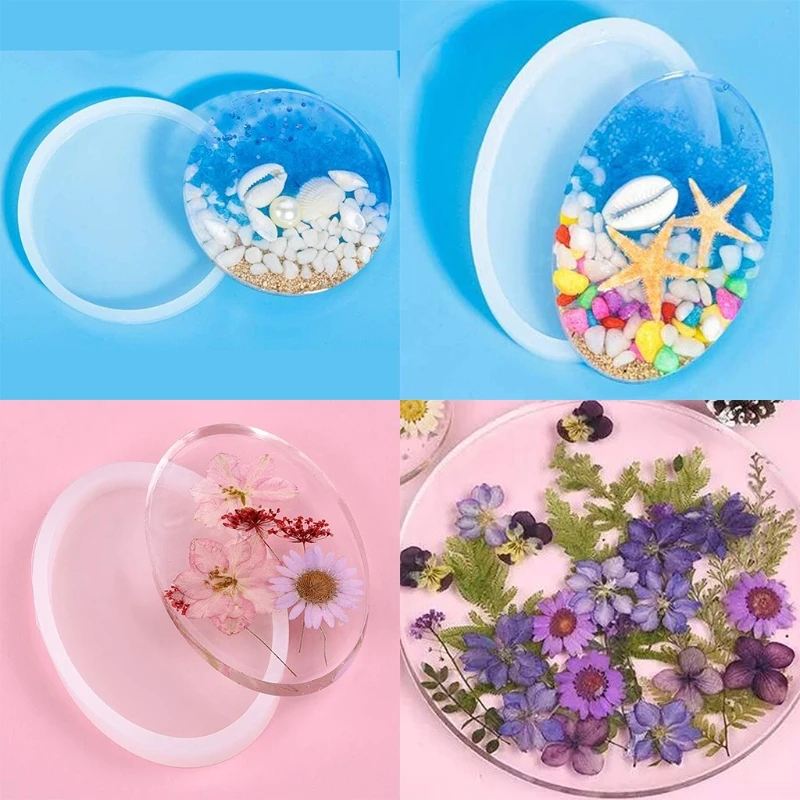 

1 Set Crystal Epoxy Resin Mold Heart Round Square Rectangle Coaster Silicone Mould DIY Crafts Jewelry Casting Tools