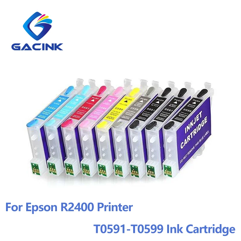 For Epson Stylus Photo R2400 Refillable Ink Cartridge With ARC Chips T0591 - T0599 Ink Cartridge Empty Ink Cartridges 9 Colors
