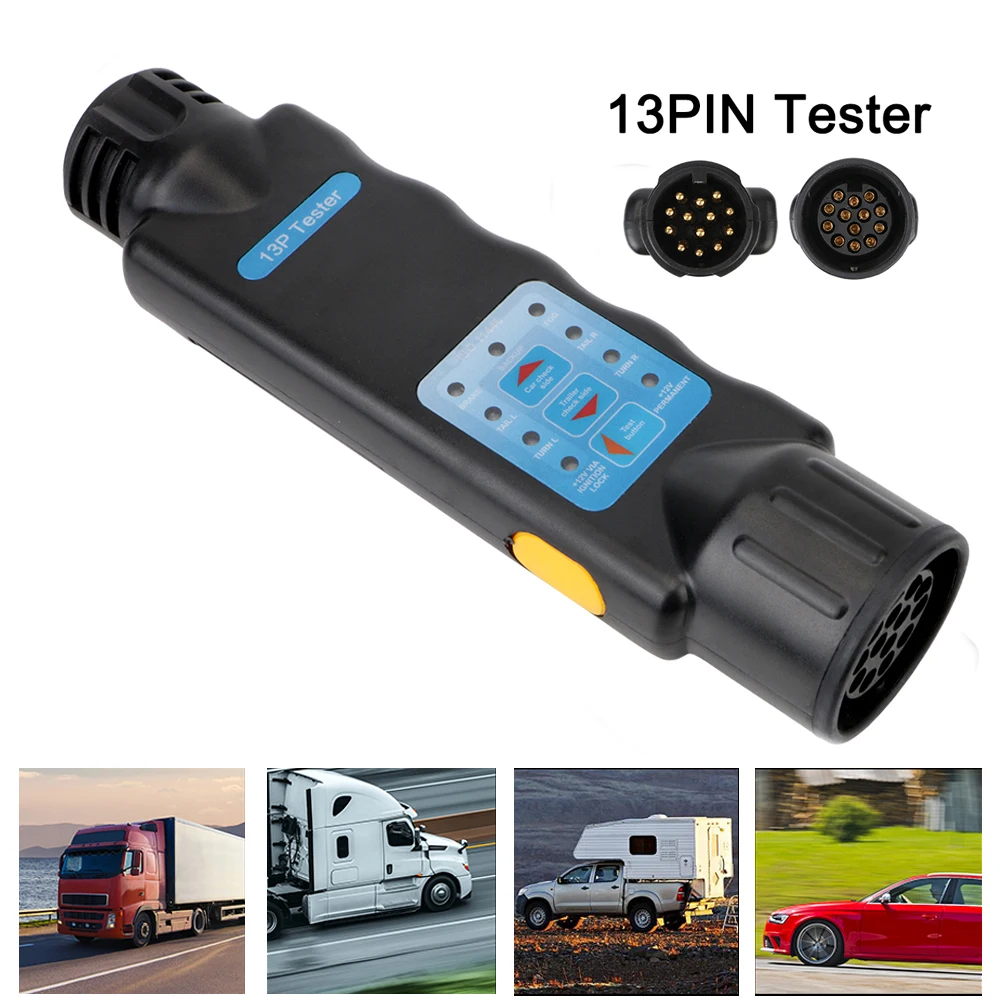 

13 Pin Wiring Circuit Light Test Trailer Plug Socket Tester Car Truck Caravan Accessories Universal 12V Diagnostic Tools