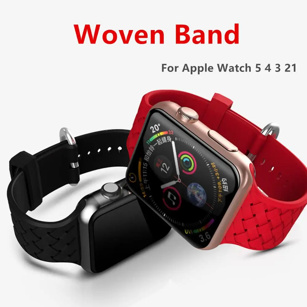 Тканый ремешок для Apple watch 44 мм 40 iWatch 42 38 силиконовый часов Браслет 4 5 3 2 1