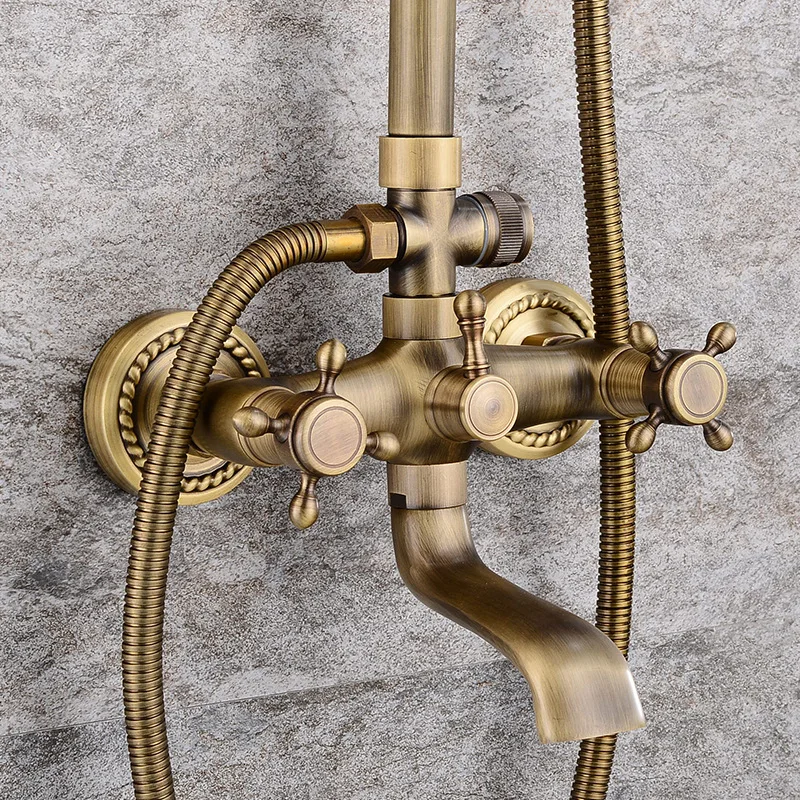 Набор античных латунных смесителей для душа поворотная насадка ванны и 8 дюймов