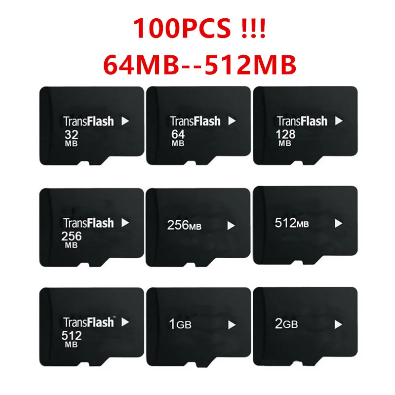 Акция! 100 шт./лот 64 Мб 128 МБ 256 512 Micro SD карта TF памяти для сотового телефона|Карты
