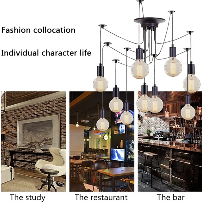 

Nordic Retro Ceiling Light Bedroom Decor Spider Ceiling Lights Vintage Loft Industrial Hanging Lamp Cafe люстра потолочная