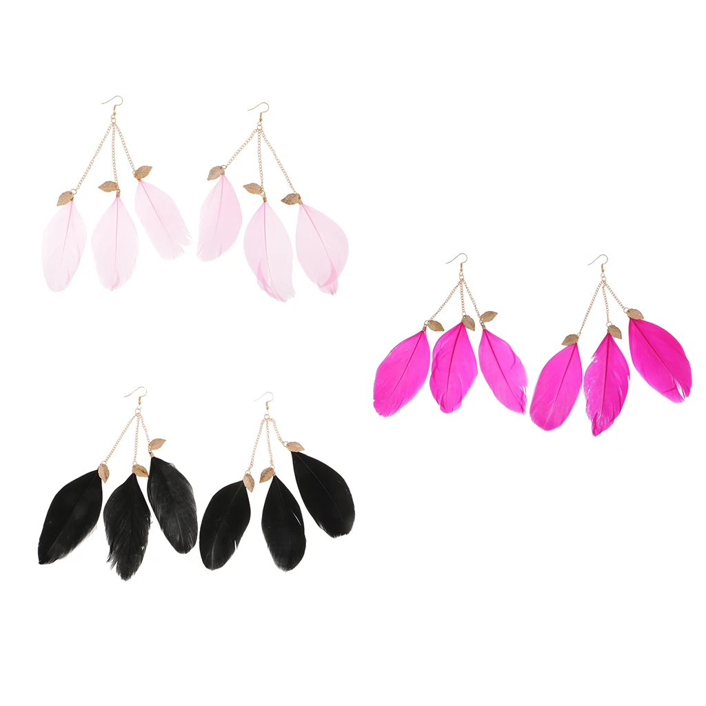 

1 Pair Fashion Leaf Feather Earring Boho Dangle Earrings for Women Girls