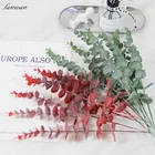 Пластиковые листья эвкалипта в одной ветке, искусственное растение, цветок, материал, свадебный цветок, украшение для стены дома, зеленые растения, декор для листьев