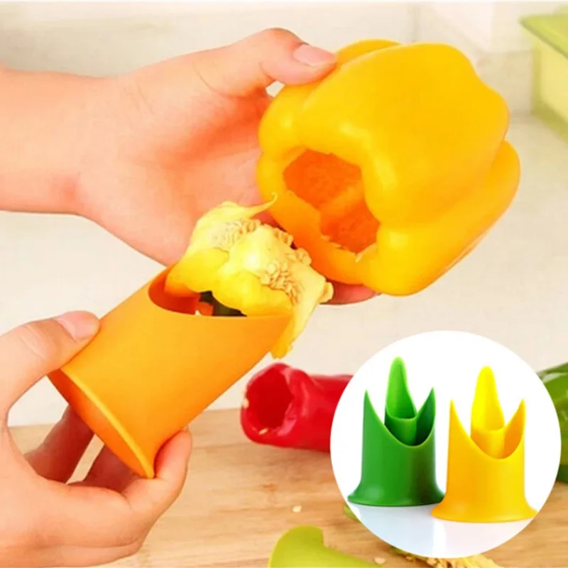 

PP Green Pepper Corer Household Products Pepper Tomatoes Fruits and Vegetables Kitchen Gadgets and Accessories Cored Easy to Use