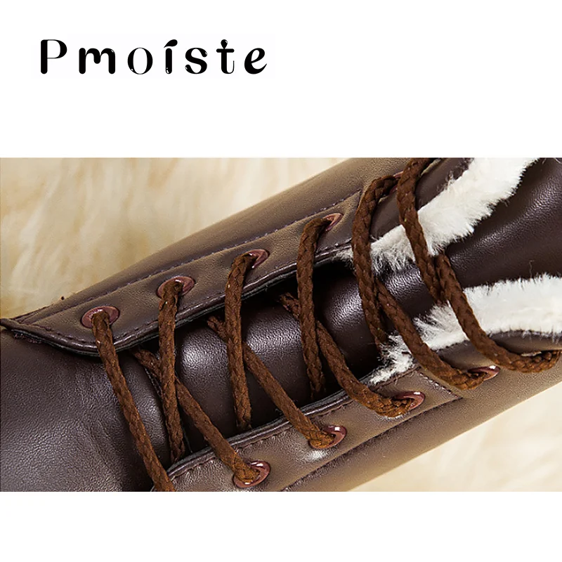 Женские зимние ботинки черные из PU искусственной кожи на танкетке размера плюс 42