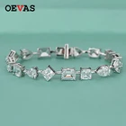 OEVAS 100% 925 стерлингового серебра сверкающий с высоким содержанием углерода стразами свадебная обувь Браслет Свадебные обручальные кольца вечерние хорошая бижутерия ювелирные изделия по оптовым ценам