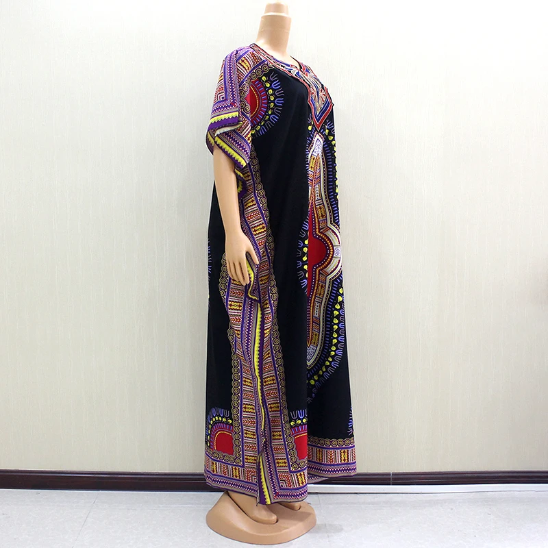 2019 красивое модное Африканское Платье с принтом Дашики из 100% хлопка коротким
