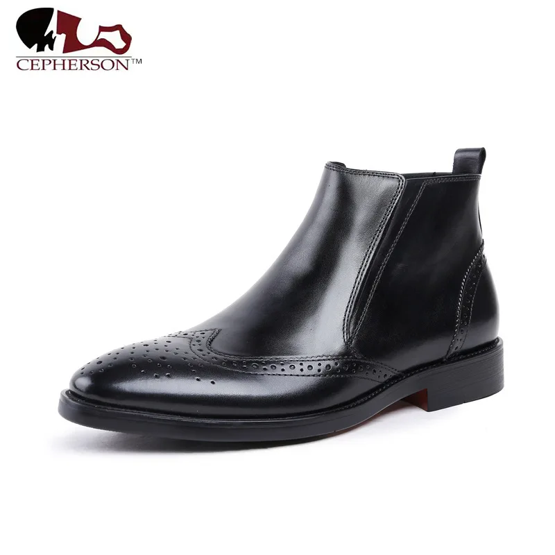 

high grade women luxury fashion chelsea boots carved brogues shoes cow leather boot black bullock oxfords ankle botas de mujer