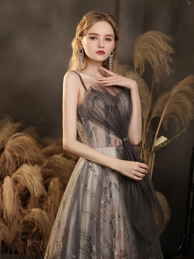 

SSYFashion New Flower Evening Dress for Women Luxury Sweetheart Sweep Train A-line Long Prom Party Formal Gown Vestidos De Noche