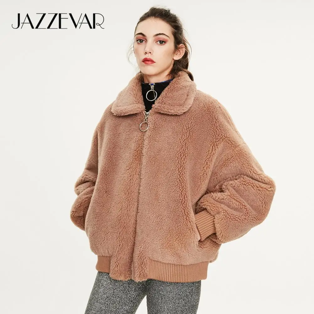 JAZZEVAR Зима Новое поступление натуральный мех дубленка женская мода пиджак медведь теплая зимняя куртка для женщин K9050