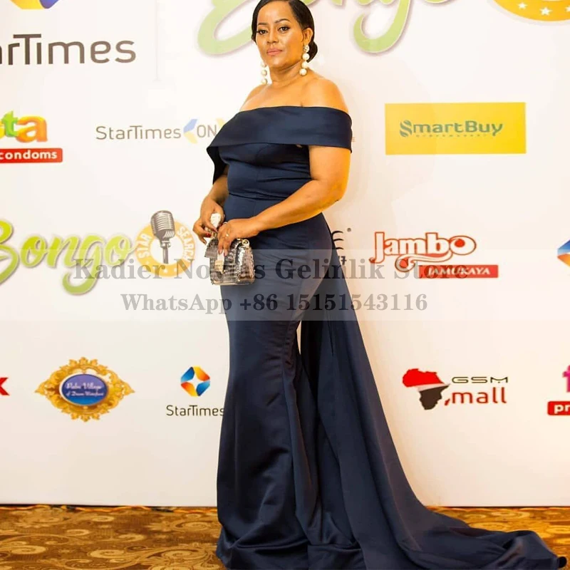 

Kadier Novias Black African Women Formal Celebrity Evening Dress 2021 Off the Shoulder Robe Soiree Femme Vestidos Formales