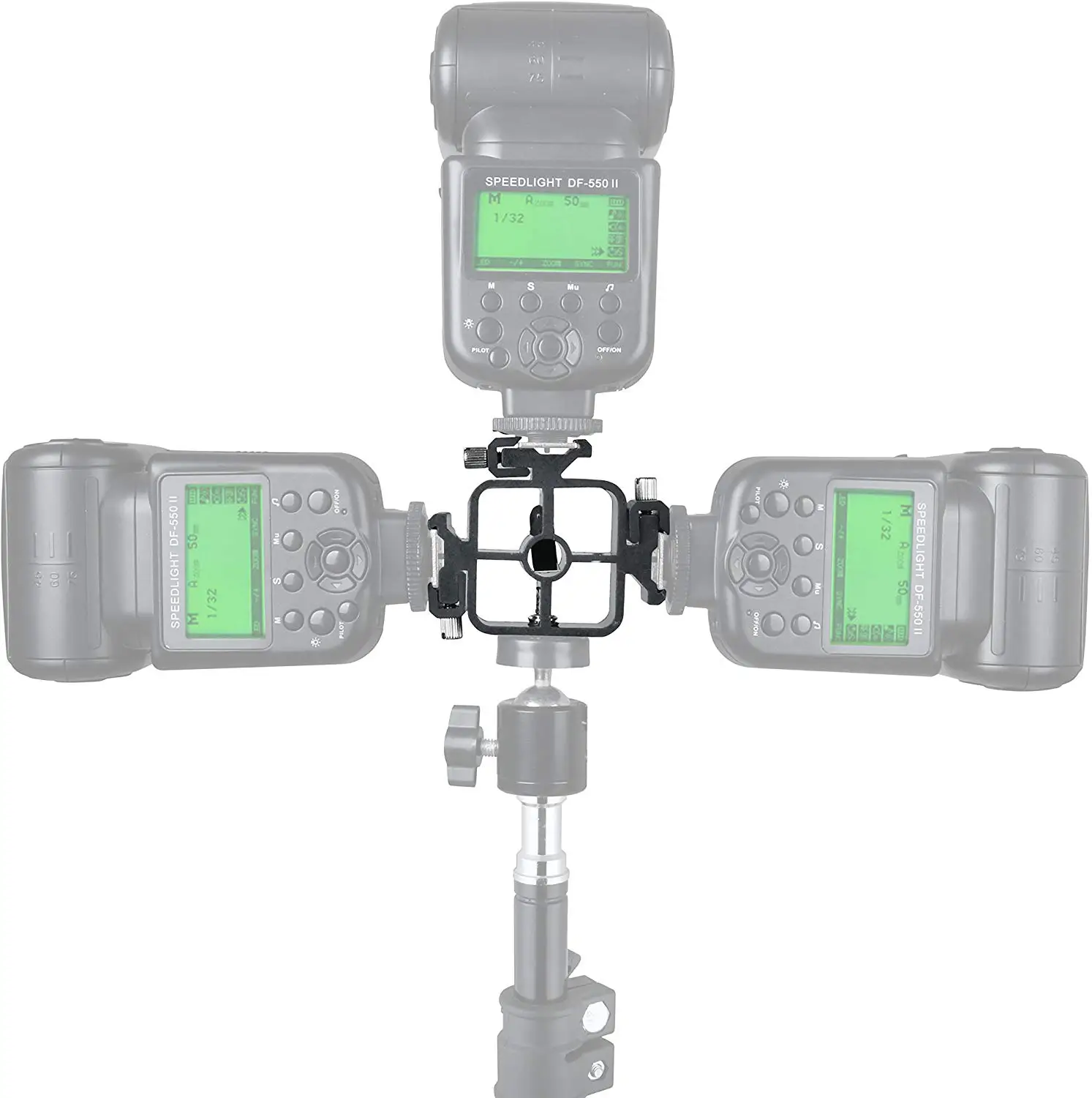 Тройной Кронштейн для вспышки с холодным башмаком и шариковой головкой |