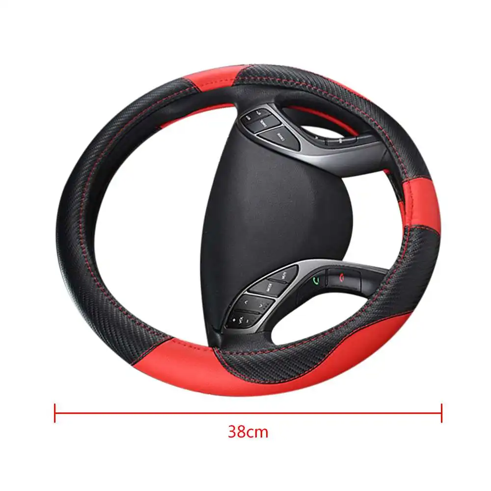 

Non-slip Car Steering Wheel Cover Breathable Anti Slip PU Leather Steering Covers Suitable 37-38cm Auto Interior