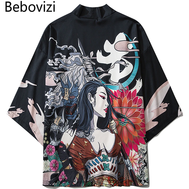 Bebovizi 2020 повседневное кимоно в японском стиле уличная одежда для мужчин и женщин