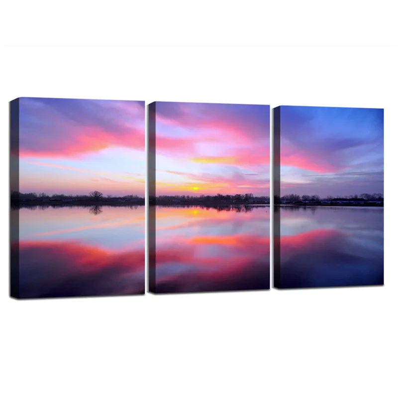 Morning Flow Reiver отражение природы пейзаж настенная живопись современный холст