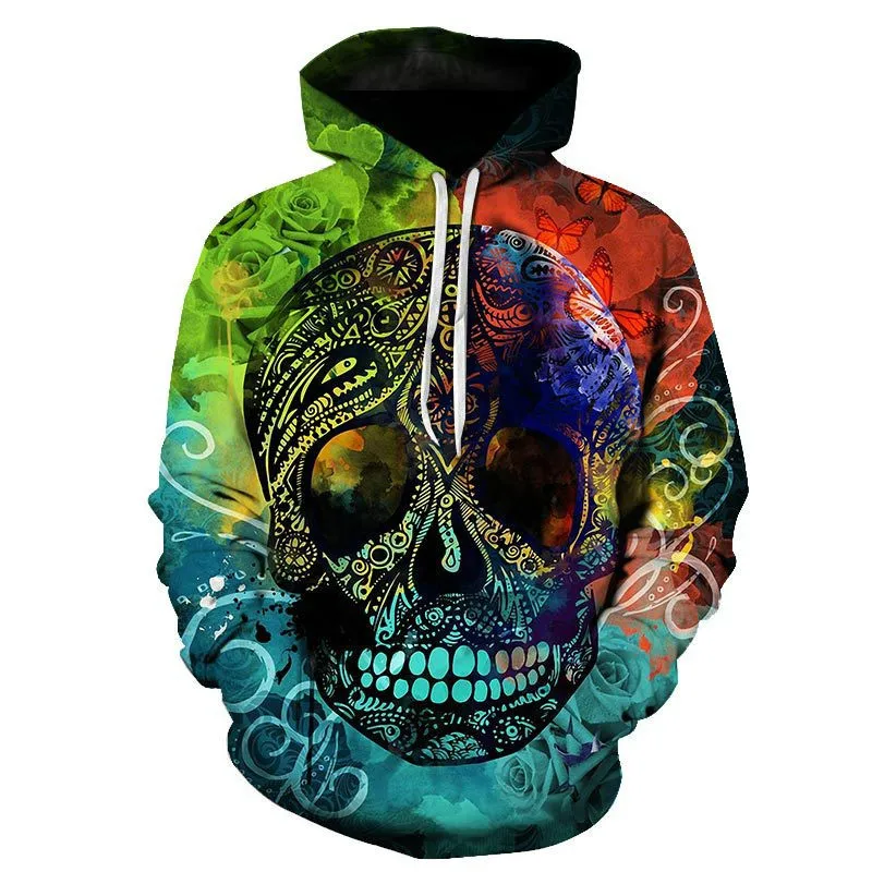 

Men's 3D Printing Hip Hop Hoodie Skull Painted Pullover Hoodie Streetwear Super Dalian Hoodie 6XL2021 New