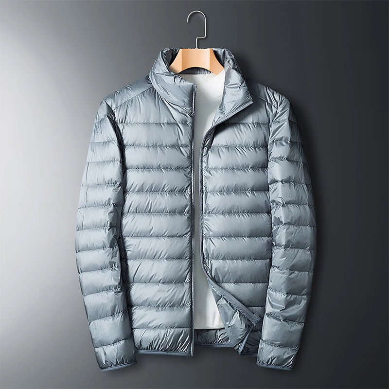 Autumn And Winter New Men's Warm Solid Color Stand Collar Down Jacket Leisure Trend Coat Men's Wear
