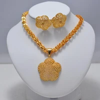 luxury dubai arab africa flower jewelry set pendant necklace earrings sets women girl jewelries papua new guinea beads jewelry