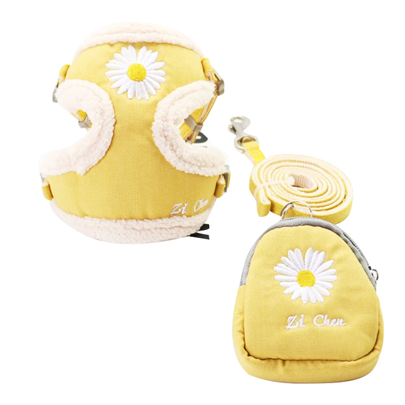 Soft Pet Dog Harnesses Vest No Pull Adjustable Keep Warm Embroidery Cat Harness Leash For Dogs Outdoor Walking |