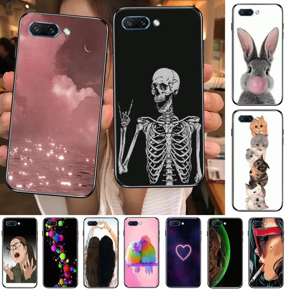 

Clear Phone Case For Huawei Honor 10 9 8 7 N Pro Lite A C RU Black Etui Coque Hoesjes Comic Fashion Personality