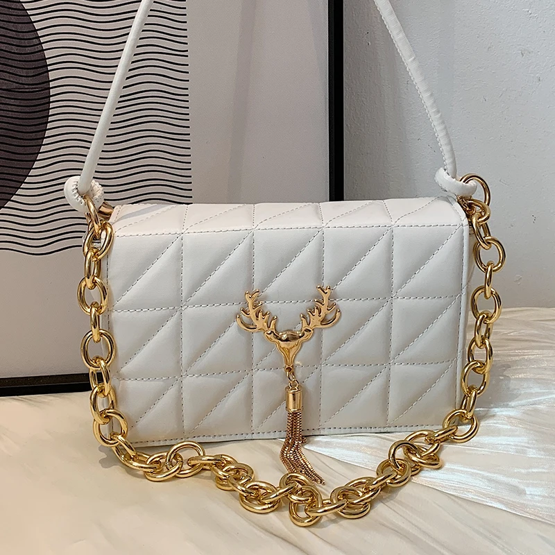 

Quilted Chain Crossbody Bags 2021 Small Designer Women's Tote Bag Solid Color Flap Handbags Diamond Lattice Female Shoulder Bags