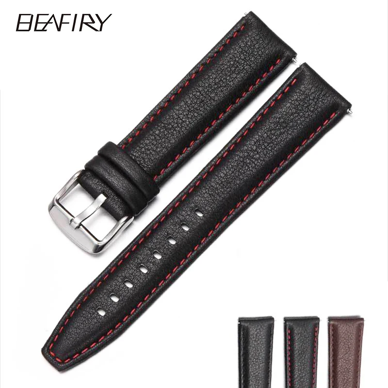 

BEAFIRY Genuine Leather Watch Band 20mm 22mm Quick Release Watch Straps for Ticwatch/Huawei Brown Black for Men Women Watchband