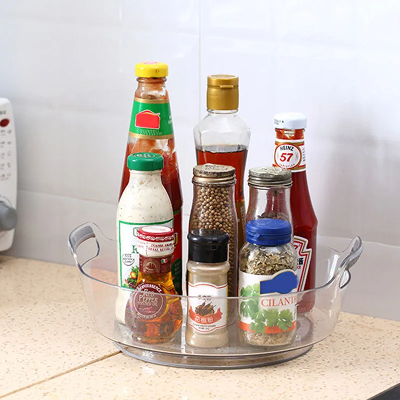 

Turntable Organizer Non-Slip Storage with Handle Container for Kitchen Bathroom Bedroom Parlor FAS6