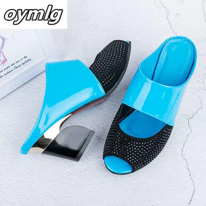 2020 модные женские туфли летние Лакированная кожа сандалии пикантные с открытым