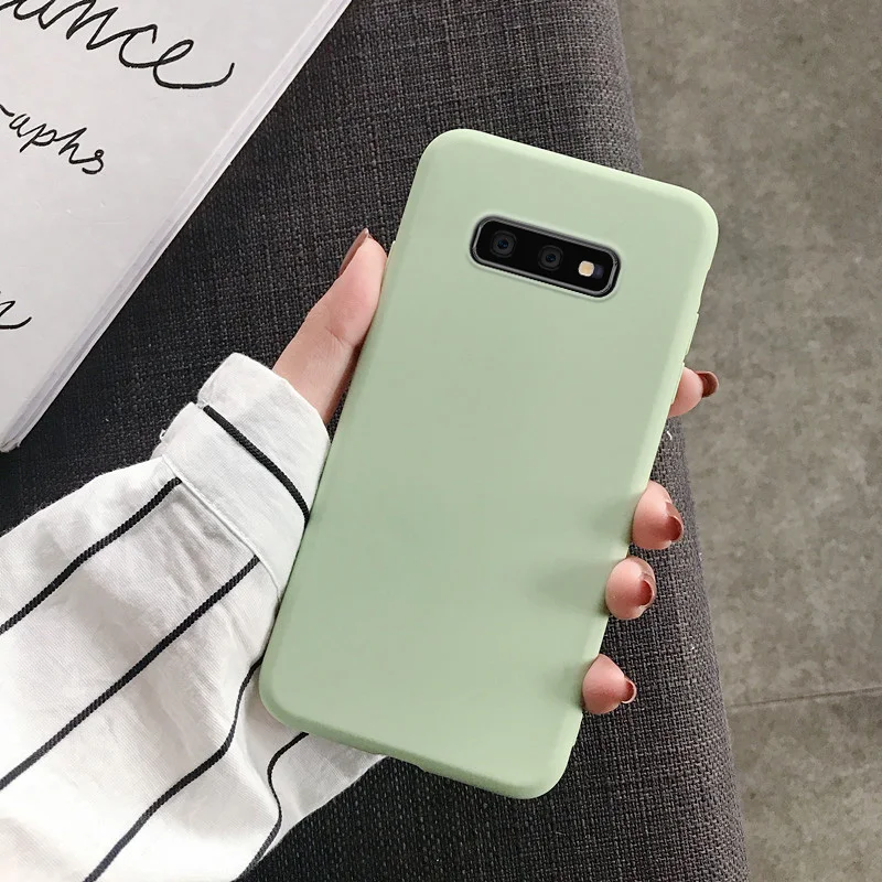 Мягкий силиконовый чехол для samsung Galaxy S10 S9 S8 Plus S7 S6 Edge s Модный яркий однотонный из