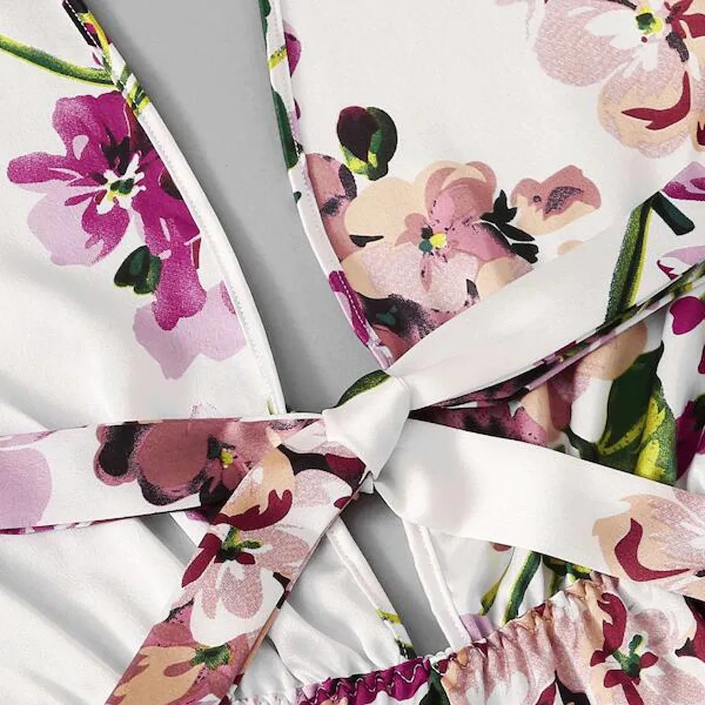 

Sexy Lingerie Lace Satin Backless Deep V Costume Teddy Erotic Sleepwear Temptation Porno Underwear Lenceria Floral Bowknot