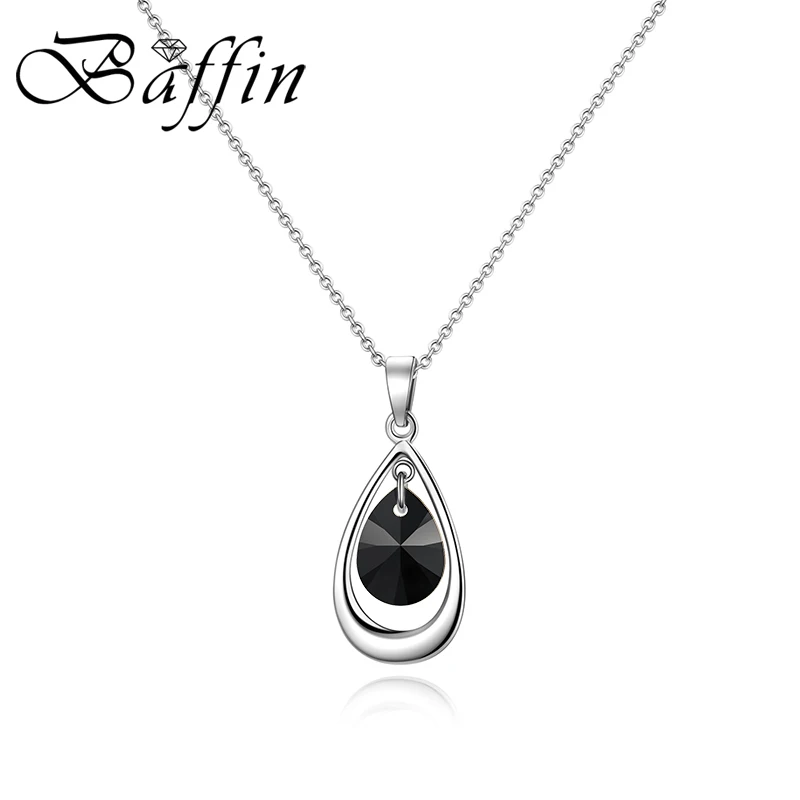 Классическое ожерелье с подвеской в виде груши цепочка серебряного цвета