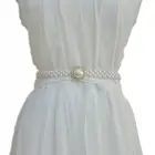 Пояс из искусственного жемчуга женский, тонкий пояс с большим искусственным жемчугом, Свадебный декор, металлическая пряжка, три ряда