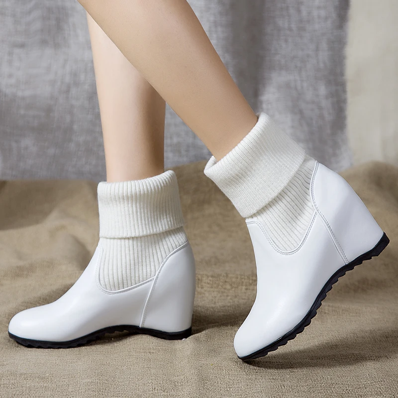 Новинка 2020 женские сапоги с круглым носком из шерсти 39 | Обувь