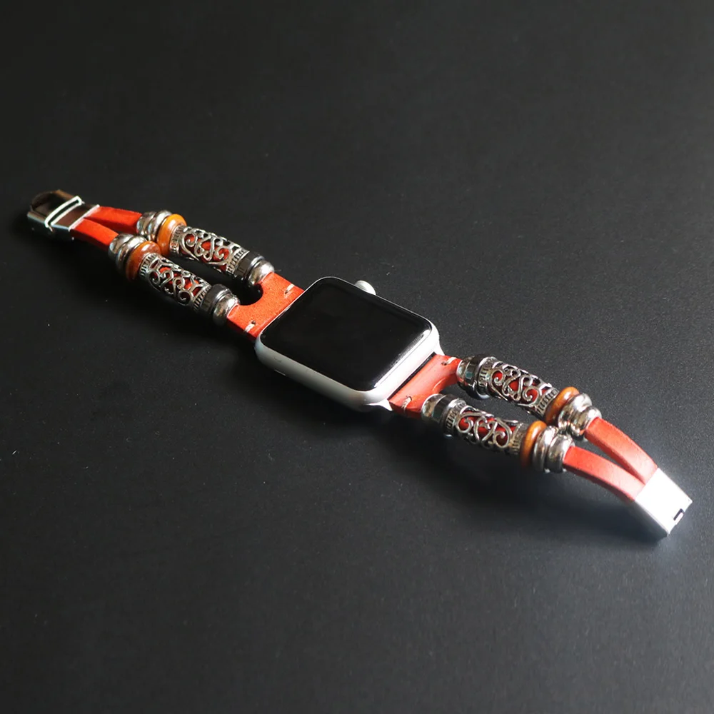 В черном и коричневом цвете ретро браслет для наручных часов Apple Watch серии SE 6 5 4 3