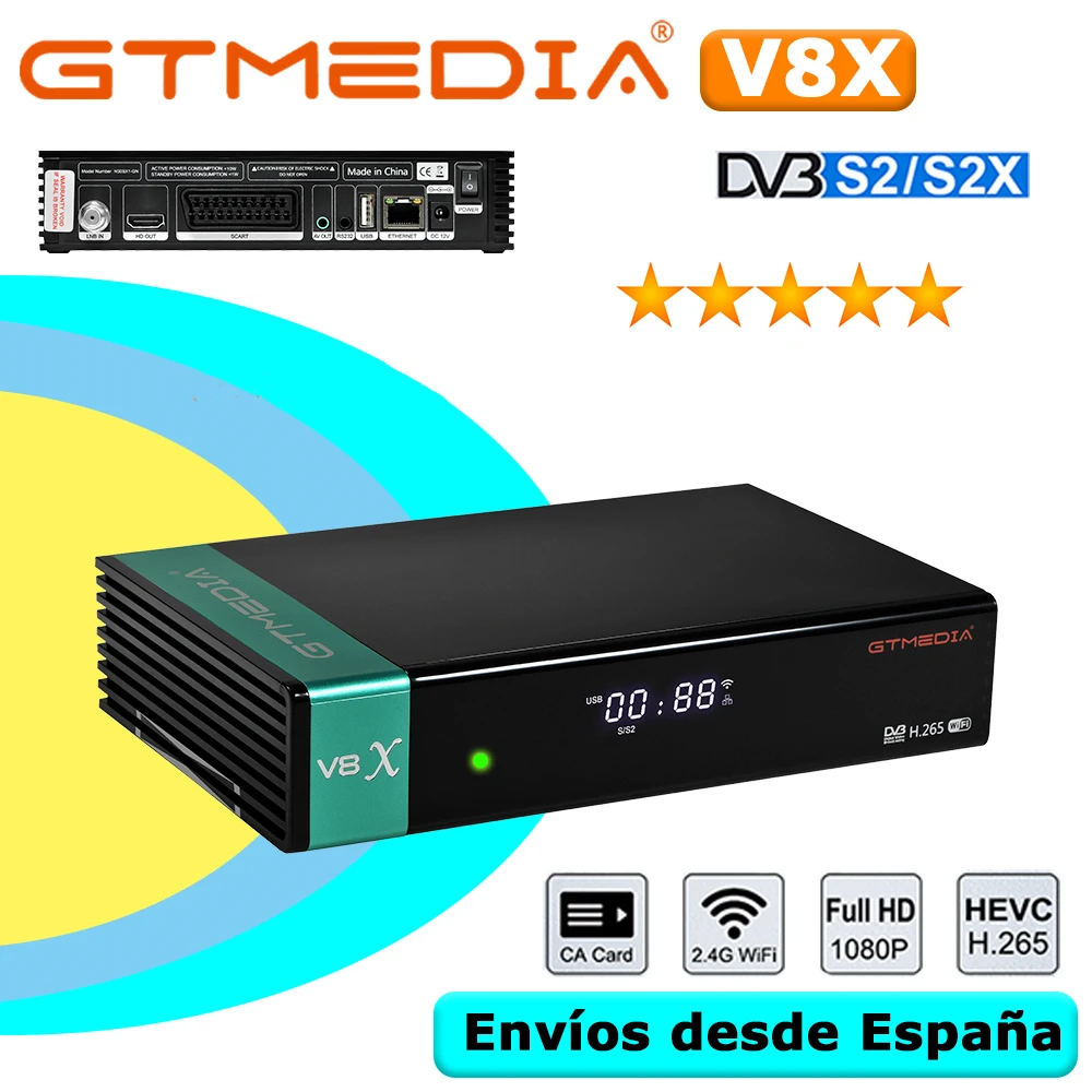 

Spain Warehouse GTMedia V8X 1080P Full HD DVB-S/S2/S2X Satellite Receiver Support CA H.265 Built-in Wifi V8 Nova Upgrade NO APP