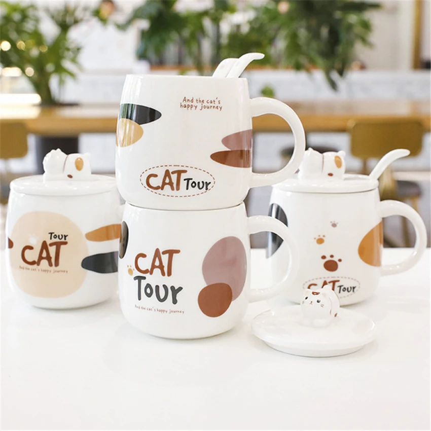 Креативная кофейная чашка с милым котом керамическая кружка для завтрака молока