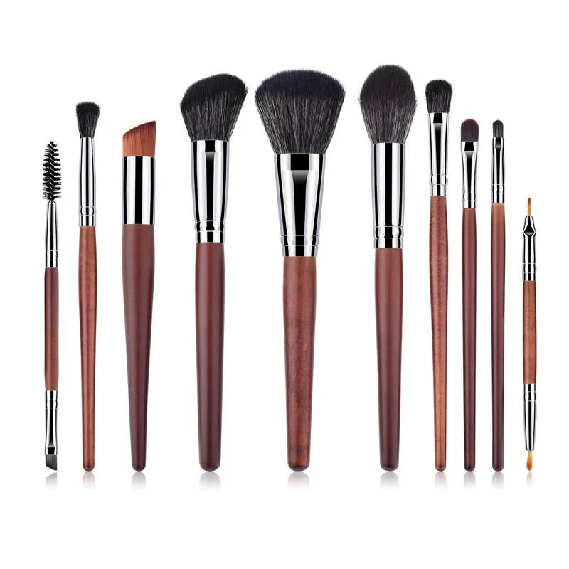 

10pcs Makeup Brushes Set wooden Handle For Powder Contour Blusher Liquid Cream Eyeshadow Cosmetics Brush tools