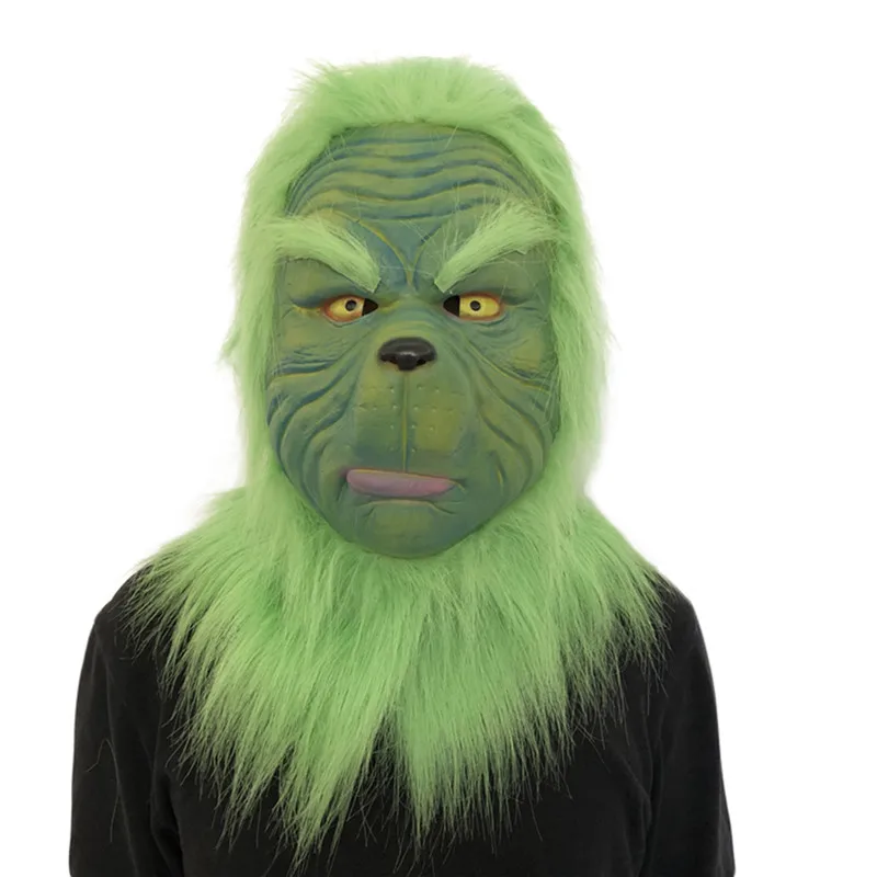 Маска Grinch, маскарадные костюмы Санта-Клауса, шлем лося, как Grinch украли, рождественские реквизиты с зелеными волосами для мужчин, детей, взрослых - Цвет: Mask 3