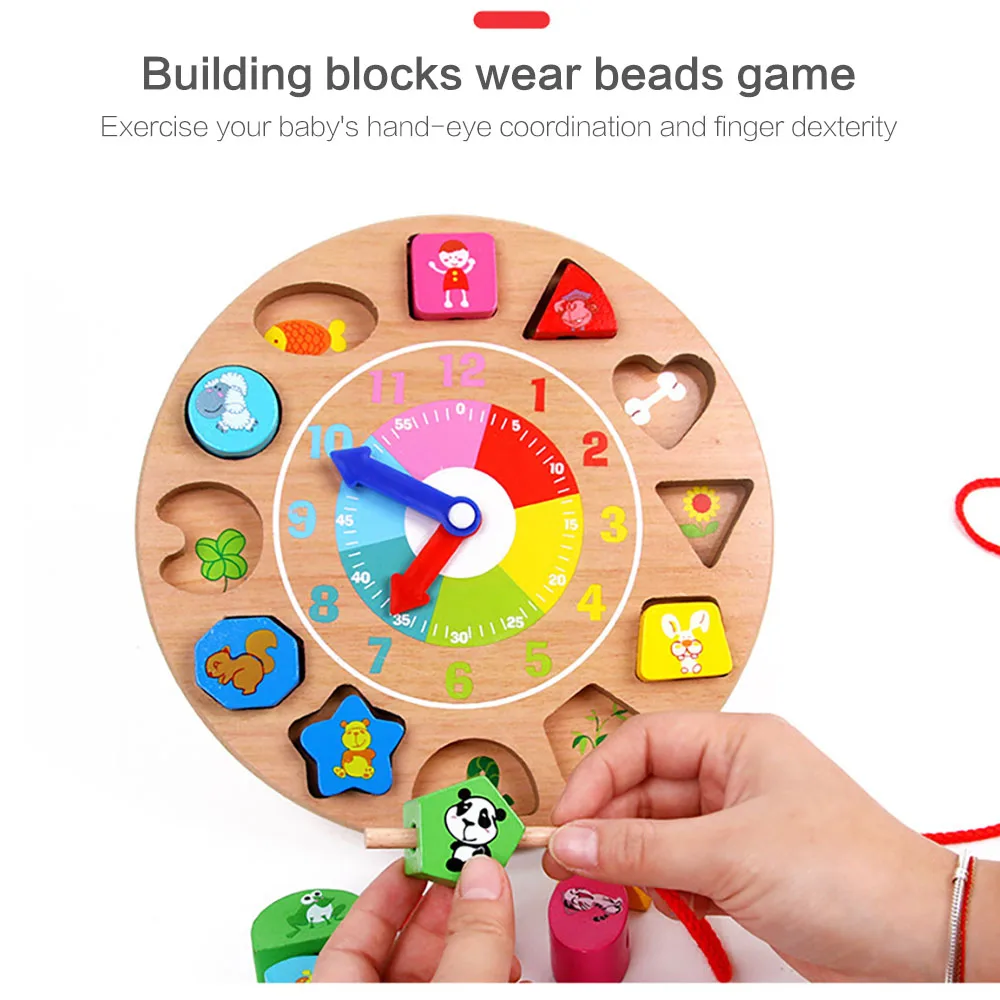 Развивающая игрушка для малышей деревянные игрушки красочные цифры часы