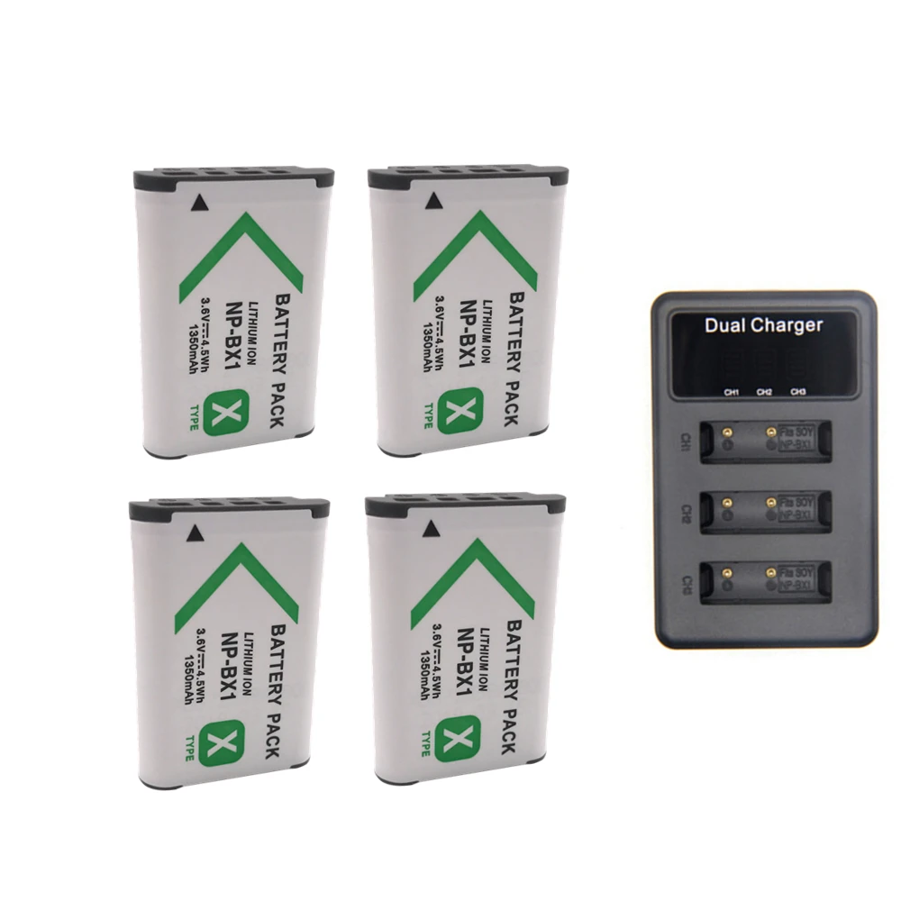 charger and 4battery NP-BX1 npbx1 np bx1 np bx1 Батарея для sony DSC-RX100 DSC-WX500 Характеристическая вязкость полимера HX300 WX300 HDR-AS15 X3000R MV1 AS30V HDR-AS300 as100v as200v - Цвет: charger and 4battery